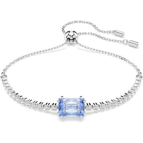 SWAROVSKI Matrix Tennis Bracelet, Mixed Cuts, Blue, Rhodium Finished