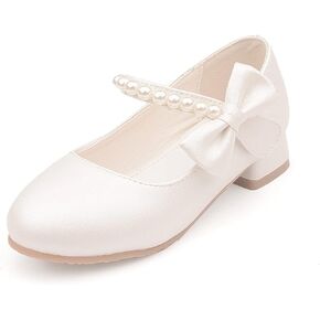 Girls Dress Shoes Mary Jane Flower Girl Low Heels Princess Shoes for Wedding Party 5519