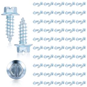 100 Pcs License Plate Mounting Screws, License Plate Screw Kit for Front & Rear Plates - License Plate Bolts for Domestic Vehicles - Stainless Steel Screws for License Plates