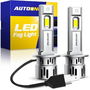 AUTOONE H1 Bulbs, Ultra Bright 6500K White H1 Fog Light Bulbs with Turbofan, 20000LM 600% Brighter Replacement for Halogen,Pack of 2