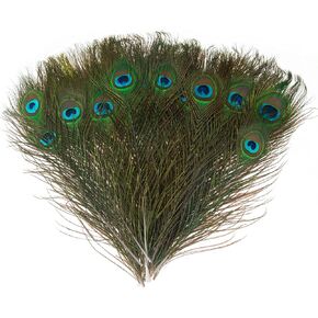 MWOOT 30Pcs Peacock Feathers, Green Peacock Eye Feathers for DIY Crafts Art, Peacock Tail Feathers for Carnival Revelry Masquerade Costume Wedding Holiday Party Decoration (28-32CM)