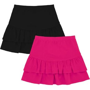 KIDPIK Peppy Ruffle Skirt|Black/Pink Peacock|L (12)