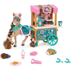 Wild Manes Horse Toys Cocoa’s Bakery Café Cart Playset with Cocoa Horse Doll Figure, Includes Brush and Play Accessories
