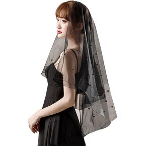 Black Veil with Comb Pearl Bridal Wedding Veil Black Veil for Funeral Black Weeding Veil Halloween Costume Veil Fancy Dress