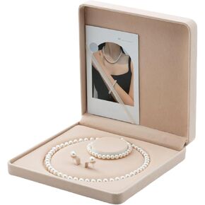 Freshwater Pearl Jewelry Set for Women, Includes Necklace, Bracelet, Earrings, White Pearl