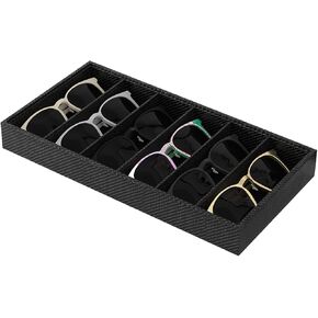 Sunglasses Tray,Sunglasses Organizer Storage,Glasses Holder Organizer,Jewelry Tray, Glasses Organizer, Eyeglasses Sunglasses Display,Velvet Tray for Jewelry Display (1, Carbon fiber)