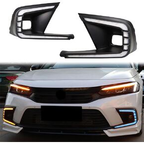 LED Daytime Running Lights (DRL) LED Turn Signal Lights LED Low Beam Headlights Fog Lights Compatible with Honda Civic 11th Gen 2021 2022 2023 2024