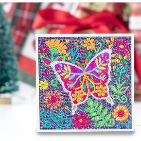 مجموعات الطلاء الفني الماسي 5D من YIMORE، زهرة الفراشة اللطيفة، مقاس 7.87 × 7.87 بوصة، مع إطار خشبي، مجموعات طلاء أحجار الفسيفساء كاملة الحفر حسب مجموعات الأرقام لتزيين الغرفة in Kuwait