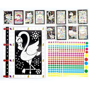 MAYAPHILOS 12 Patterns Fun Puzzle Dot Stickers Toys for Kids, DIY Cute Cartoon Animal Mosaic Art Kits for Girls Boy, Class Painting Craft Kit Christmas Birthday Gift