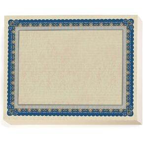 PaperDirect Pageantry Standard Certificate Paper, Blue and Gold Border, 8.5 x 11 Inch, 28lb Parchment Certificates and Awards Paper, 100 Count, For School, Work, Diplomas & Award Certificates