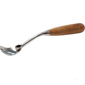 StryiCarvingTools Long Bent Gouge Woodcarving Chisel, Large Spoon Carving Tool Bowl Kuksa Ladle Plate Jug Deep Relief Wood Carving Tool, Wide Professional Volume Carving Gouge 1.2 In (30 mm), Brown