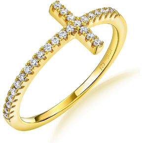 Wedding Band Ring for Women 14K White Gold Plated Sterling Silver Moissanite Stackable Band Ring Sapphire/Emerald/Ruby Cross Ring