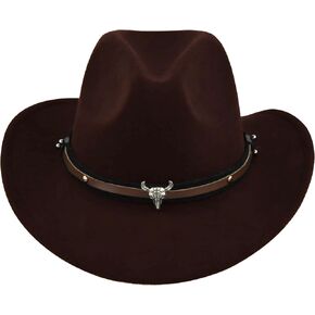 Western Cowboy Hat for Women Men Shapeable Wide Brim Cowgirls Hat with Belt Buckle Costume Party