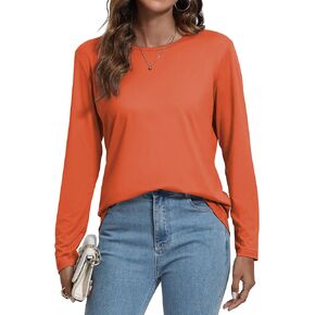 Long Sleeve Shirts for Women Basic Fall Tops Casual Loose Fit T-Shirts