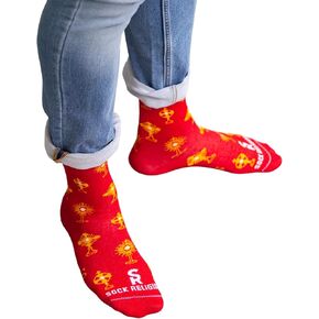 Sock Religious Salutaris Hostia Chalice and Host Red Boys and Girls One Size Fits Most Polyester Blend Catholic Inspirational Fun Crew Socks, Kids