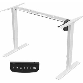 VIVO Electric Stand Up Desk Frame Workstation with Memory Touch Pad, Single Motor Ergonomic Standing Height Adjustable Base, White, DESK-V102EW