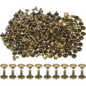 HARFINGTON 300 Sets Leather Rivets 12 x 8mm Metal Double Cap Rivet Snaps Studs Fasteners Rivets for Leather Craft DIY Repair Decoration, Gunmetal