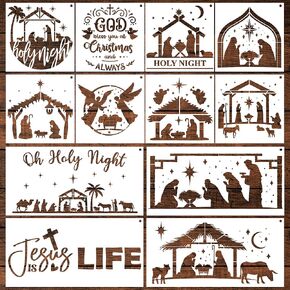 Keluna Christian Stencils for Painting - 16 Pcs Christian Stencils for Painting on Wood, Fogiven Cross Stencils for Painting on Wall Home Decor, Religious Drawing Painting Template Stencils