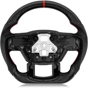 Real Carbon Fiber Steering Wheel For Ford F150 Raptor 2015-2020 with paddle shifters with heating D-shaped Nappa Perforated Leather Flat-bottom Steering Wheel