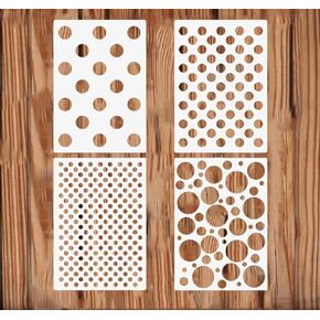 4pcs Reusable Dots Painting Stencils, Polka Dot Stencils,Plastic Art Craft Circle Pattern Templates for Making DIY Craft Painting on Wood Furniture Pillows,Tile, Canvas, Floor and Wall Decor