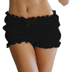 Y2K Women Gingham Boxer Shorts Low Rise Elastic Ruffle Bloomers Cute Sleep Shorts Boxers Plaid Lounge Shorts Pj Bottoms