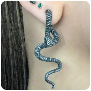 CSIYANJRY99 Snake Earrings for Women Snake Ear Cuff Earrings Halloween Gothic Animal Stud Earrings Retro Snake Front Back Pierced Stud Earrings Punk Rock Snake Clip Earrings Jewelry