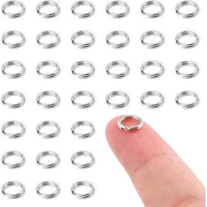 30pcs Split Rings, 6mm Dog Cat Tag Ring Silver Split Rings Stainless Steel Key Ring Small O Ring Connectors for Jewelry Making Metal Car Keychain