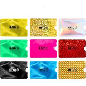 9PCS RFID Blocking Sleeves Colorful Credit Debit Card Holder Identity Card Protector Electronic Theft Protection Secure Sleeve for Women Men