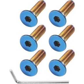 VARGTR 6Pcs Steering Wheel Screw Bolts,Car Screws,Car Accessories Titanium Bolts,Taper M5×0.8 (Length 15mm) Burnt Titanium Blue Steering Wheel Bolts Screw,Fit Most Steering Wheel and Hub Applications