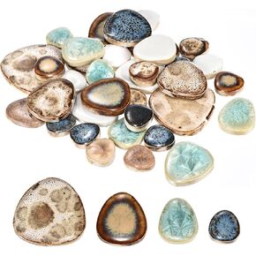 MECCANIXITY 100g Ceramic Mosaic Tiles for Crafts Bulk, Pebble Multicolor Ceramic Tiles for Mosaic Kits Garden Stepping Stone Cup Mat