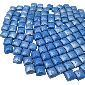 1.1lb Crystal Glass Mosaic Tiles for Crafts, 0.6"x 0.6" Square Mosaic Glass Pieces for Artwork,Garden Kit Decor (Plated Sapphire Blue) in Kuwait