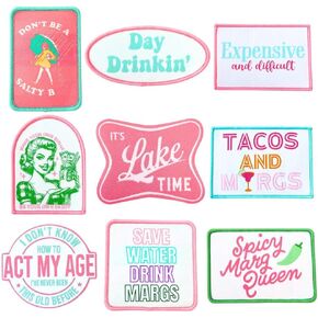 9PC Western Embroidered Trucker Hat Patches Iron On | Funny Cowboy Cowgirl Social Club Hats Patch Raising Hell with Hippies Yeehaws Dolly I Won’t Wild Howdy Country Themed Boho Bulk Accessories