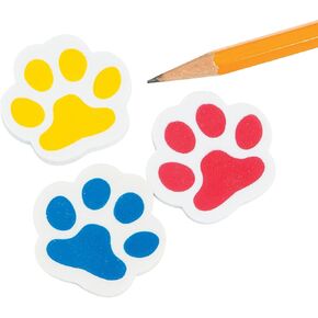 Pawprint Erasers - 24 Pieces - Educational and Learning Activities for Kids