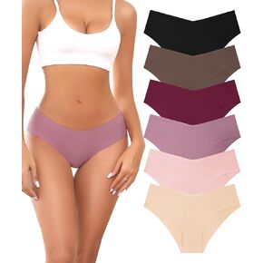 No Show Bikini Underwear for Women V-Waist Seamless Underwear Breathable Stretch Hipster Invisibles Briefs 6 PACK S-XL