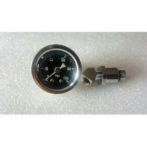 100 PSI Oil Pressure Gauge with Adapter Fitting for Shovelhead & Big Twin EVO