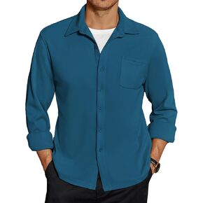 COOFANDY Men's Long Sleeve Button Down Shirt Casual Lightweight Shacket Spring Fall Shirt Jacket Overshirt with Pockets