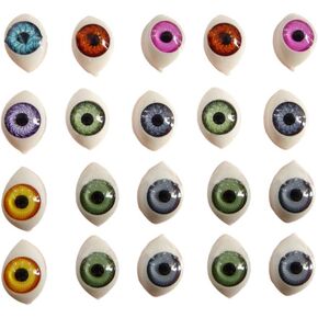 100pcs Half Round Doll Eye Plastic Scary Eyes Oval Flat Eyeball for DIY Animal Stuffed Toys Sewing Craft Puppet Bear Doll Making 12x14MM Mixed Color