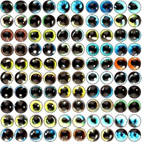 100 Pcs 6MM Glass Eyes for Crafts Realistic, Glass Cabochons Dragon Eyes, Half Round Fake Eyes for Clay Doll Making Sculptures Props Craft DIY Findings Jewelry Making