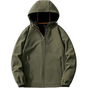 Men's Hooded Softshell Jacket Lightweight Windbreaker Warm Fleece Lined Water Resistant Winter Outdoor Hiking Coat