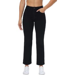 Women's Straight Leg Jeans High Waisted Stretchy Denim Pants with Pockets