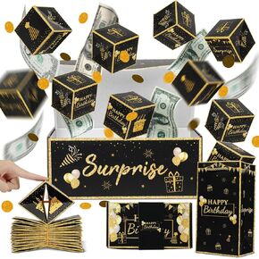 Surprise Gift Box Explosion for Money Cash Birthday Money Box Exploding Gift Box, Money Surprise Box Explosion Party Gift Surprise 12 Folding Box Set Pop up Bouncing Boxes for Men Women Kids
