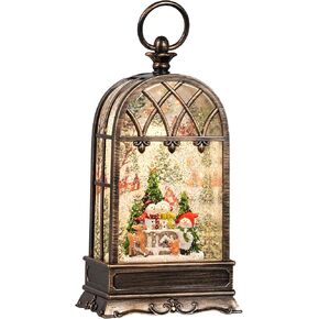 Snow Globe Christmas with Snowman Elk, Lighted Christmas Snow Globes with Timer, Swirling Musical Glittering Snow Globes Lantern for Christmas Decoration(Snowman Elk Squirrel)