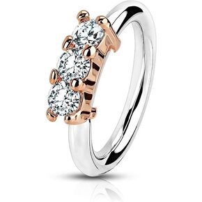 Forbidden Body Jewelry 20g 8mm Surgical Steel Bendable Nose Ring and Cartilage Hoop Lined with 3 CZ Gems