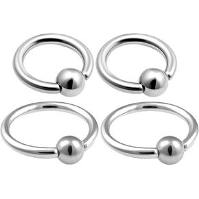 4pcs 18g bead captive ring Surgical Steel Tragus Snake Bite Cartilage Hoop BCR Septum Nose Helix Conch Eyebrow Daith BBEX