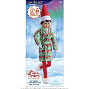 The Elf on the Shelf Claus Couture Snuggly Robe and Slippers Set – Cozy Holiday Robe and Slippers for Your Scout Elf - Includes Festive Christmas Robe and Slippers