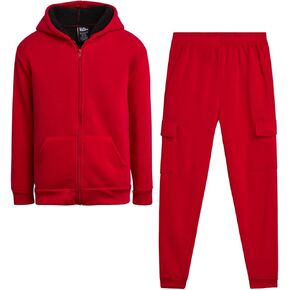 Boys' Sherpa Fleece Jogger Set - 2 Piece Basic Solid Full Zip Warm Cozy Sherpa Hoodie and Sweatpants (Size: 8-18) in Kuwait