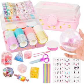 shaguanchang 8PCS Nano Tape Bubble Kit, Colorful Nano Tape Kit with Crystal Clays, Stickers and Bubble Crafts DIY Tools, Stress Relief Toy Making Kits for Kids