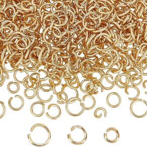 Beebeecraft 1 Box 600Pcs Open Jump Rings 18K Gold Plated Stainless Steel 4/5/6mm Split Rings for Jewellery Making