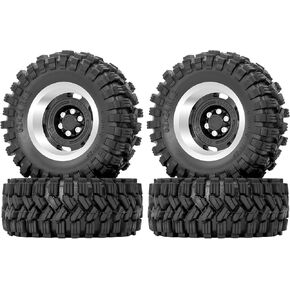 OGRC 1.2" Beadlock Wheel Tires 4mm Negative Offset Wheel Tires for Axial SCX24 AX24 TRX4M FCX24 Upgrade 1/24 1/18 RC Crawler Car (Titanium Grey)