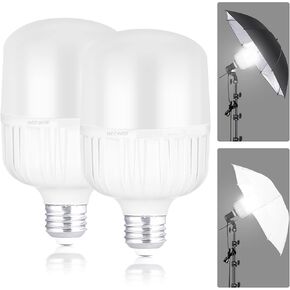 مصابيح إضاءة LED Neewer E26 24W، عبوتان، 2160 لومن/5700K/CRI 93+/15000 ساعة، إضاءة تصوير فيديو ساطعة، صامتة/بدون وميض/غير قابلة للتعتيم 200 وات مكافئة ساطعة، معتمدة من UL in Kuwait